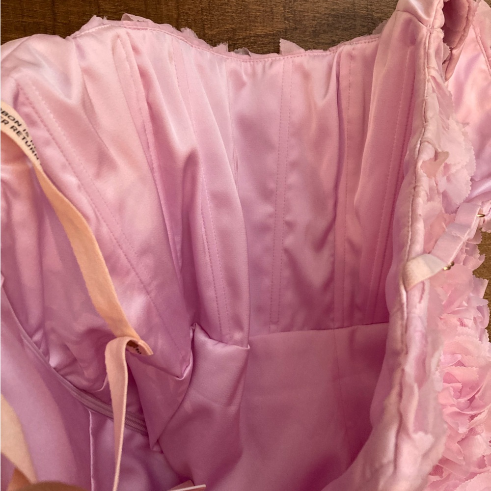 Oh Polly NWT Posy Floral Appliqué Corset Mini Dress Lilac Pink Women’s 10 - Picture 12 of 16